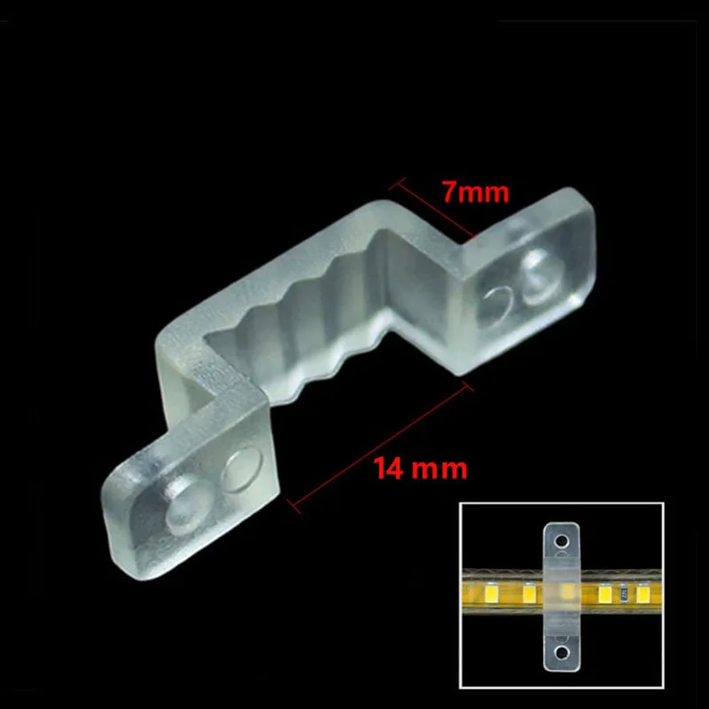 100 шт./лот высокого напряжения ширина 14x7 мм 110 v 220 V 240 V 3528 5730 5050 Гибкая фиксированной установки крепление держатели пряжки на стене