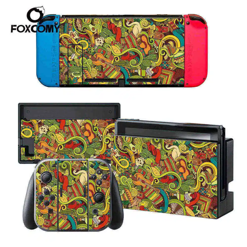 STICKERBOMB FLOWER Custom Man Vinyl Console Cover For Nintend Switch Skin Stickers Controller Protective For NS Switch  STICKERBOMB FLOWER Custom Man Vinyl Console Cover For Nintend Switch Skin Stickers Controller Protective For NS Switch