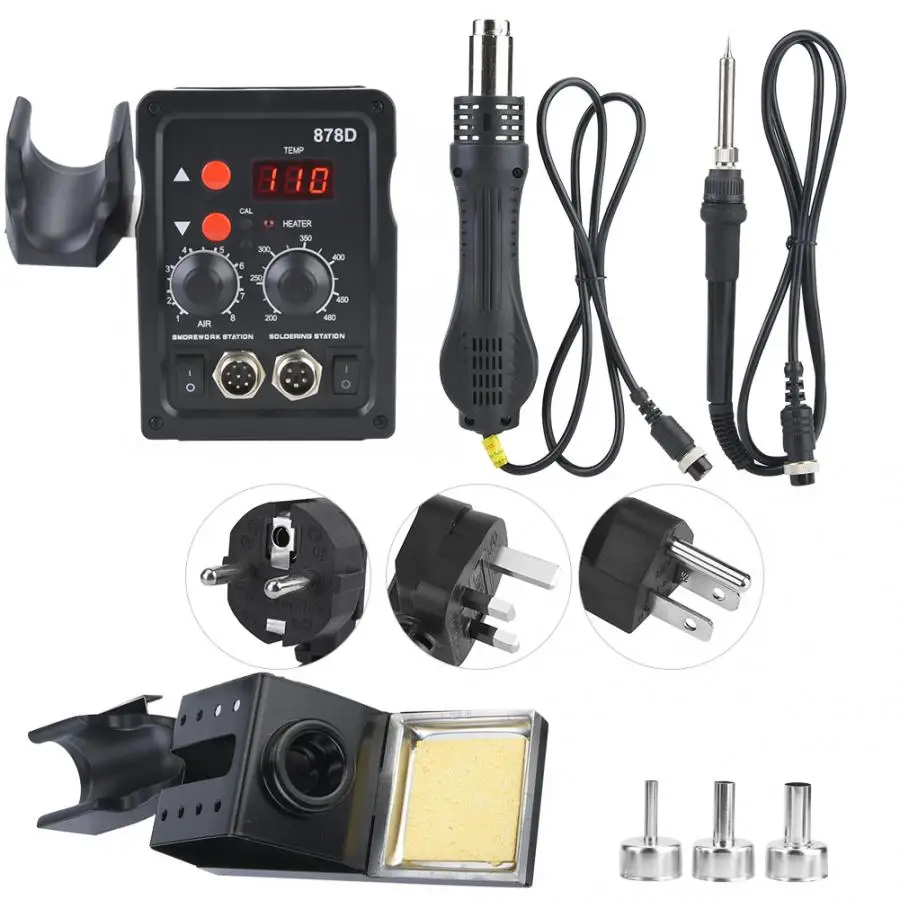 

Soldering Station T12 2 in 1 750W Digital Rework Station Soldering Iron Desoldering Hot Air Gun Hot Air Soldering Station