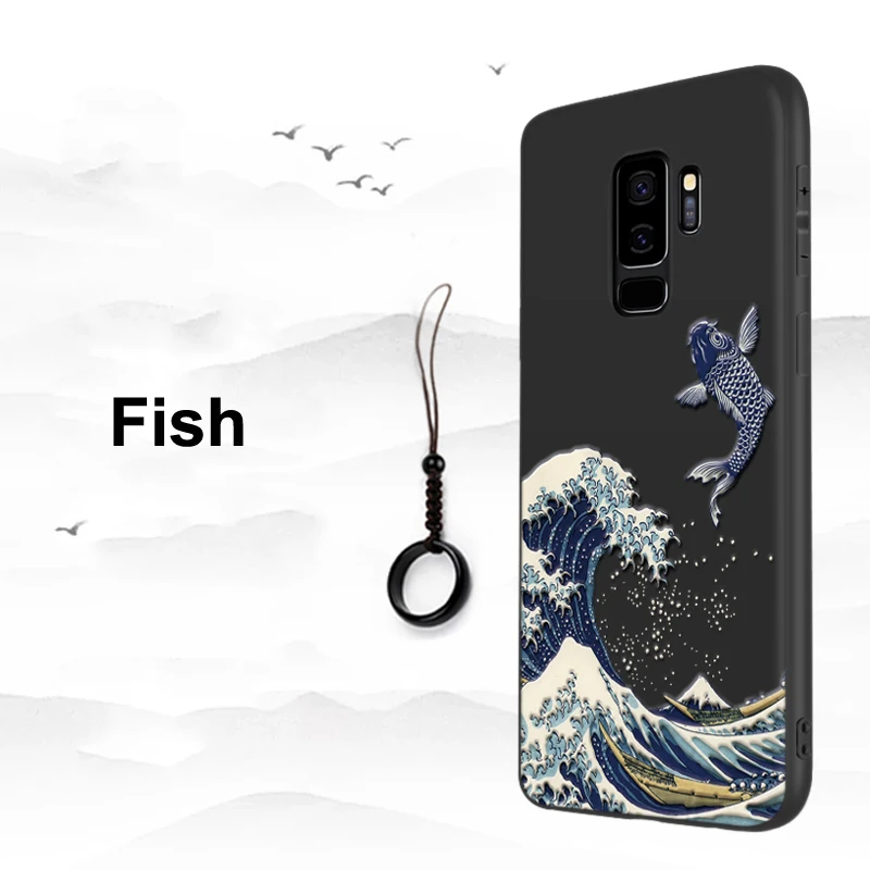 Для samsung Galaxy S9 S8 Plus S7 S6 edge чехол 3D рельефная Матовая Мягкая задняя крышка чехол LICOERS Официальный чехол для Galaxy S9+ S8+ Fundas - Цвет: Fish