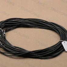 100 шт./лот 1" Размер 2,5 мм черный резиновый шнур для ожерелья с 925 пробы серебряной застежкой и концевыми крышками