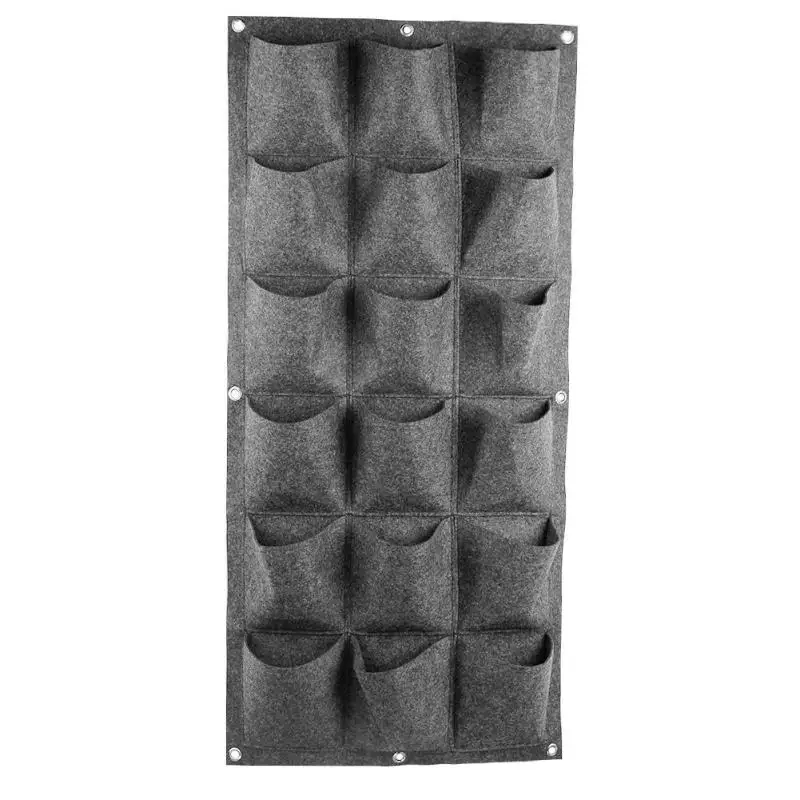 

18 Pockets Non-woven Planting Bag Garden Vertical Hanging Wall Green Plant Breathable Planting Grow Bags for Home Gardening Grey