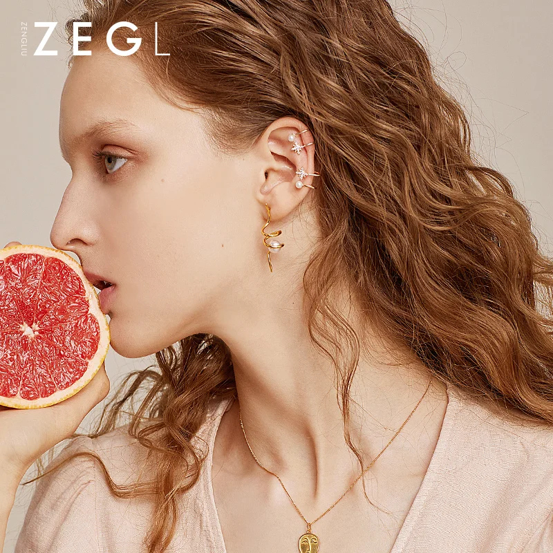

ZEGL design cool cold ear clip female ear bone clip simple fresh small earring clip without pierced earrings