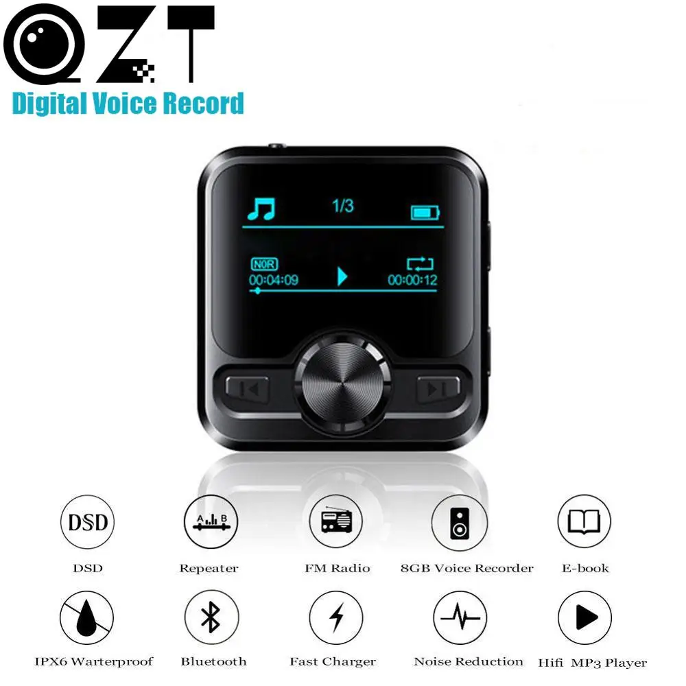 

Mini 8GB HIFI Sports Bluetooth MP3 Player Digital Audio Voice Recorder Professional 8GB OLED Screen Radio Dictaphone