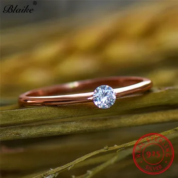 

Blaike 925 Sterling Silver Rings For Women Stacking Minimalist Wedding Bands Single Zircon Stone Dainty Thin Ring Fine Jewelry
