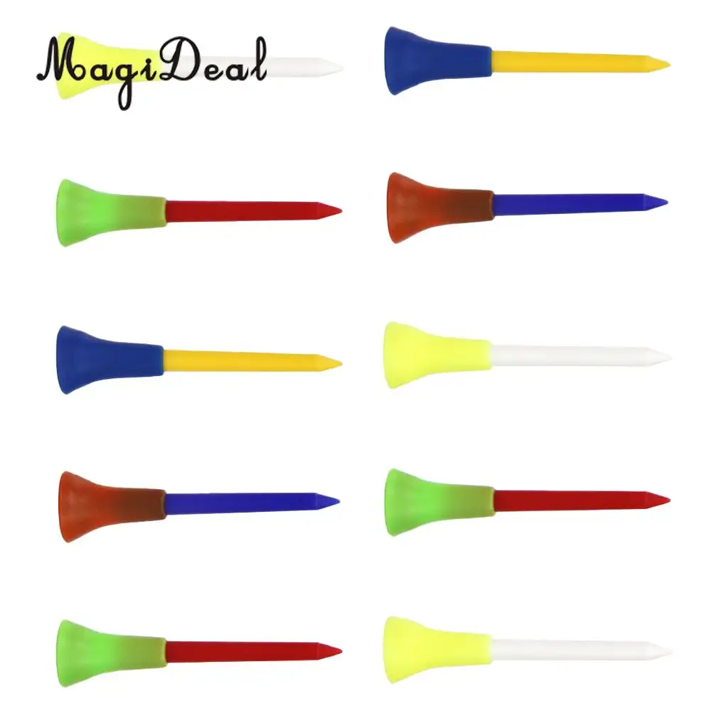 New Arrivals 10x Golf Plastic 2 Layer Tees rubber Sleeve Ball Nail 70mm Golf Accessories -Random Color Golf Clubs Equipment