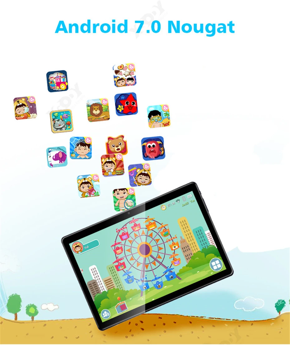 XGODY kids tablet PC 10,1 дюймов 1280*800 Android 7,0 1 Гб 16 Гб Двойная камера 2MP + 5MP Bluetooth WiFi 5000 мАч 3g телефонный звонок планшетный ПК