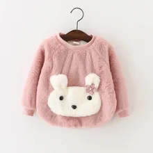 

ViGarBear High quality Kids solid color plus wool sweater 2018 girls child sweaters Baby fashion winter fur clothes 1-3 years