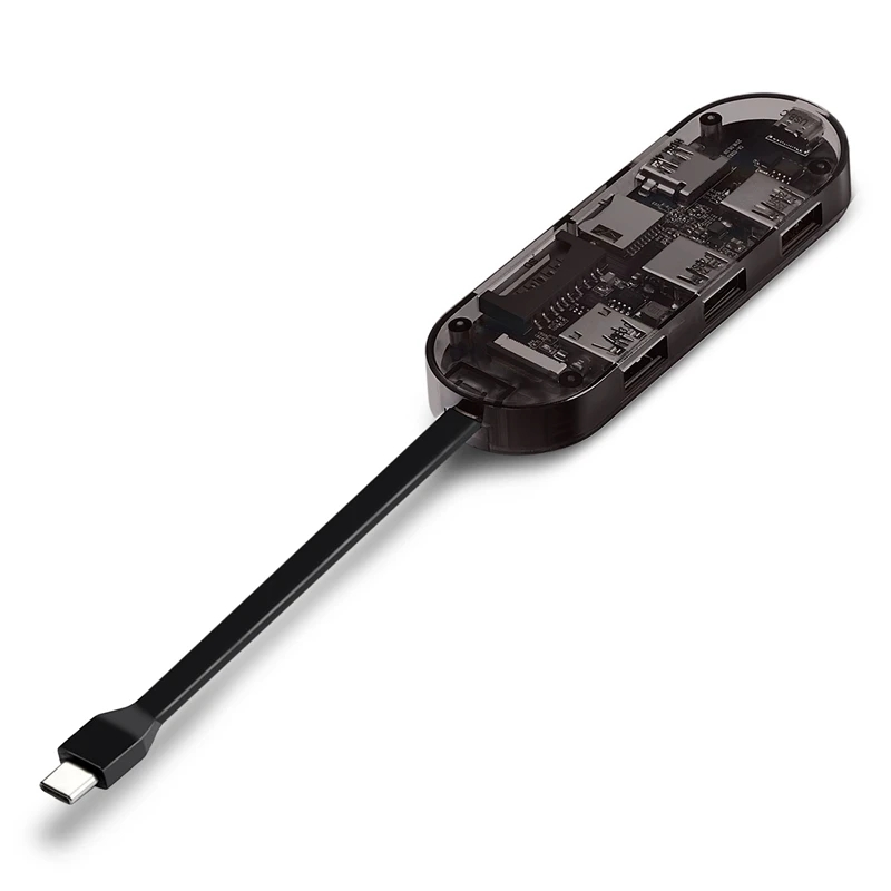 Прозрачный 7-в-1 док-станция USB 3 0 концентратор HDMI Зарядное - Цена: 
