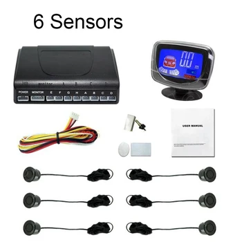 

hot sale Car LCD Display Parking Sensor Monitor Auto Reverse Backup Radar Detector System 6 Sensors 44 Colors to choose