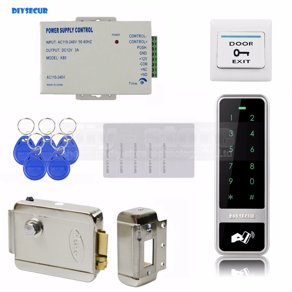 

DIYSECUR Electric Lock RFID Reader Touch Panel Password Keypad Door Access Control Security System Kit