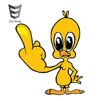 

EARLFAMILY 13cm X 11cm Tweety Middle Finger Decal Funny Car Styling Car Stickers Vinyl Graphic Decor for Car Window Trunk
