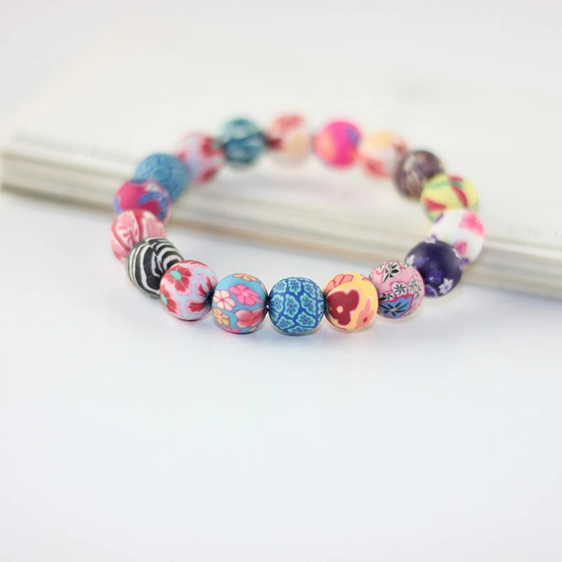 

Lidavi Ethnic Colorful Polymer Clay Round Bead Handmade Ceramic Bracelet For Women Girl Bracelet Jewelry Birthday Gifts New B79