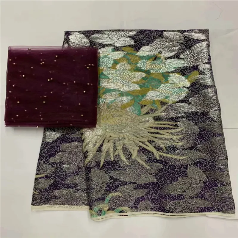 

5+2yards! most beautiful Silk lace Fabric Satin For Dress new arrival African silk velvet fabric good quality for gold LXE050501