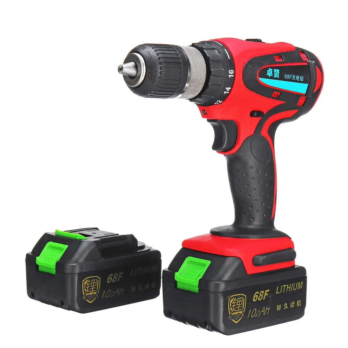 

1Pcs 68V AC Cordless Electric Drill LED 2 Speed Heavy Torque Power Drills 2Li-Ion Batteries