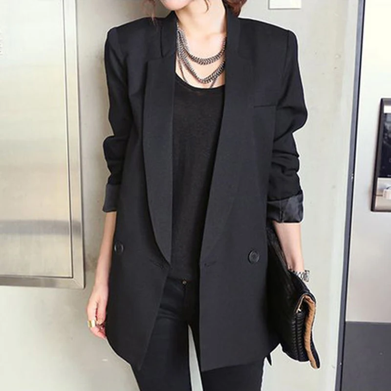 Women blazer 2019 Solid Long Style Black Women Jacket and Blazer Female Notched Collar women blazers new elegant Fashion Women blazer 2019 Solid Long Style Black Women Jacket and Blazer Female Notched Collar women blazers new elegant Fashion