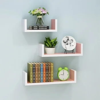 

3PCSFree punching wall cabinet bedside bedroom hanging wall hanging wall storage shelf shelf storage wall hanging WF4011820