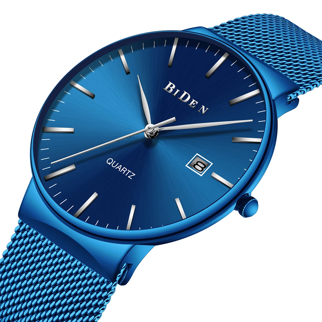 

BIDEN Business Quartz Watches Men watch Luxury brand stainless steel mesh Wrist watches for man reloj hombre montre homme