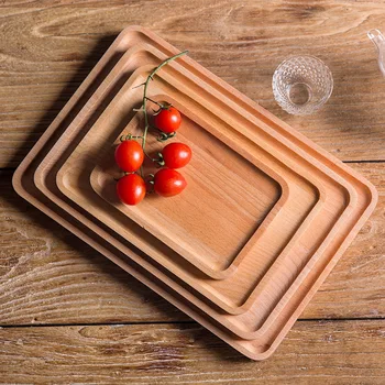 

Solid Wood Tableware Pallets Beech Rectangular Square Wood Tray Tea Tray Kitchen Living Room Japanese Tableware Rectangular Tray