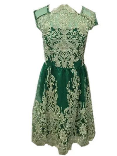 BacklakeGirls специальный новейший дизайн тюлевые вечерние платья с короткими рукавами трапециевидная кружевная вышивка декор для коктейльных Вечерние - Цвет: green