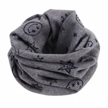 Новое поступление, детский хлопковый бесконечный петлевой шарф со смайликом и принтом со звездой, Одноцветный теплый шарф с кольцом для шеи