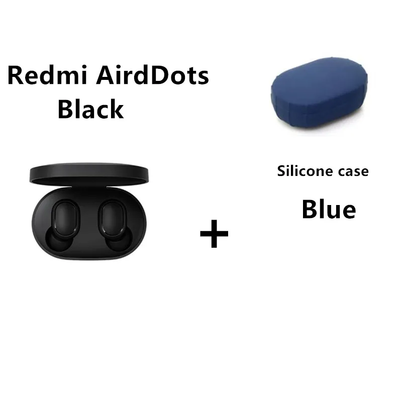 Xiaomi Redmi AirDots беспроводные стерео наушники Bluetooth 5,0 наушники с зарядным устройством наушники-вкладыши с микрофоном Handsfree наушники с управлением AI - Цвет: add blue case