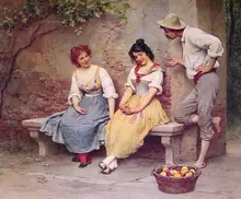 Retrato Da Arte Da Parede Pintura A Óleo Da Reprodução Eugene de Blaas A Flertar Pintura na Lona para o Quarto Decoração Pintados À Mão
