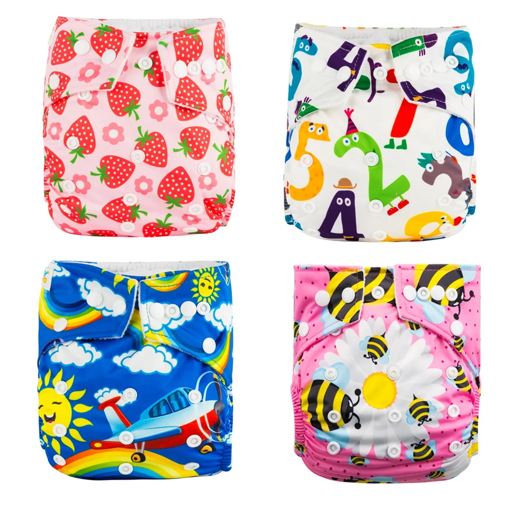 Total 25 PCS Printed Cloth Diapers Pocket Polyester Nappies & Thick 3