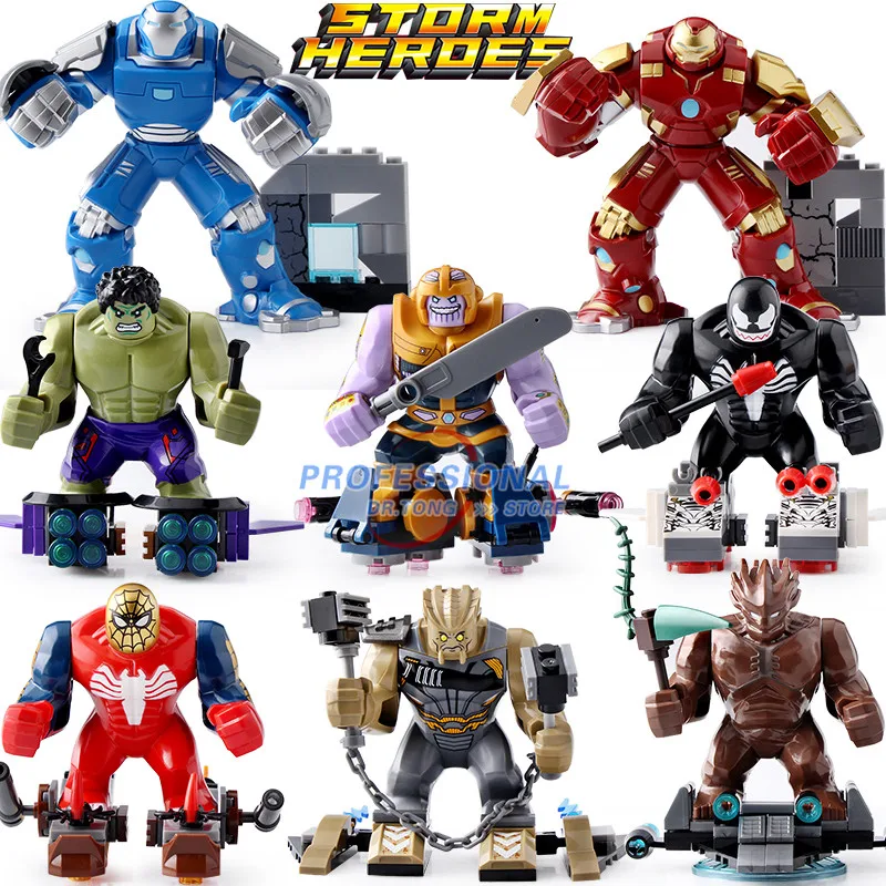 

8Pcs/Set Legoed Avengers 4 Endgame Super Heroes Thanos Iron Man Hulk Figures Big Size Building Blocks Toys Gifts For Kids SY1184