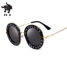 FU E Модные Ретро Круглые Солнцезащитные очки женские Брендовые очки дизайнерские английские буквы маленькая Пчелка очки мужские солнцезащитные очки UV400 828