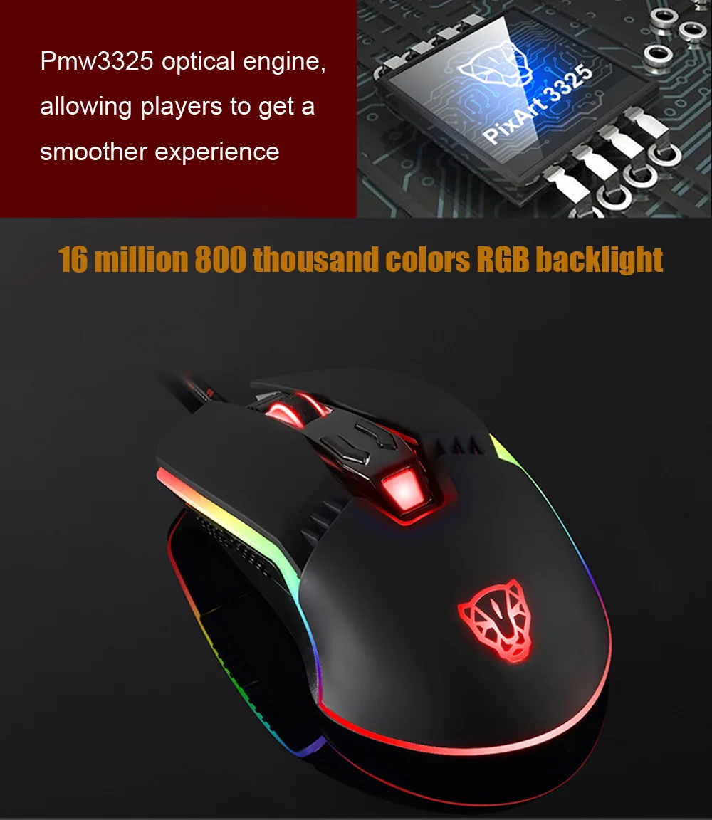 Новая игровая мышь Motospeed V20, 5000 dpi, 7 кнопок, цветная дышащая, светодиодный, оптическая, проводная, игровая, компьютерная мышь для PC Gamer, Черная