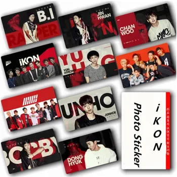 

Kpop iKON Crystal Card Sticker B.I BOBBY Photo Stikcy Card Photocard HD Poster 10pcs/set