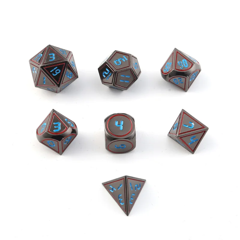 Rpg Dobbelstenen Metalen Dnd многогранные наборы Dados Подземелья и Драконы алюминиевые Blauw кубики D20 10 12 6 Tafel Games Transparan