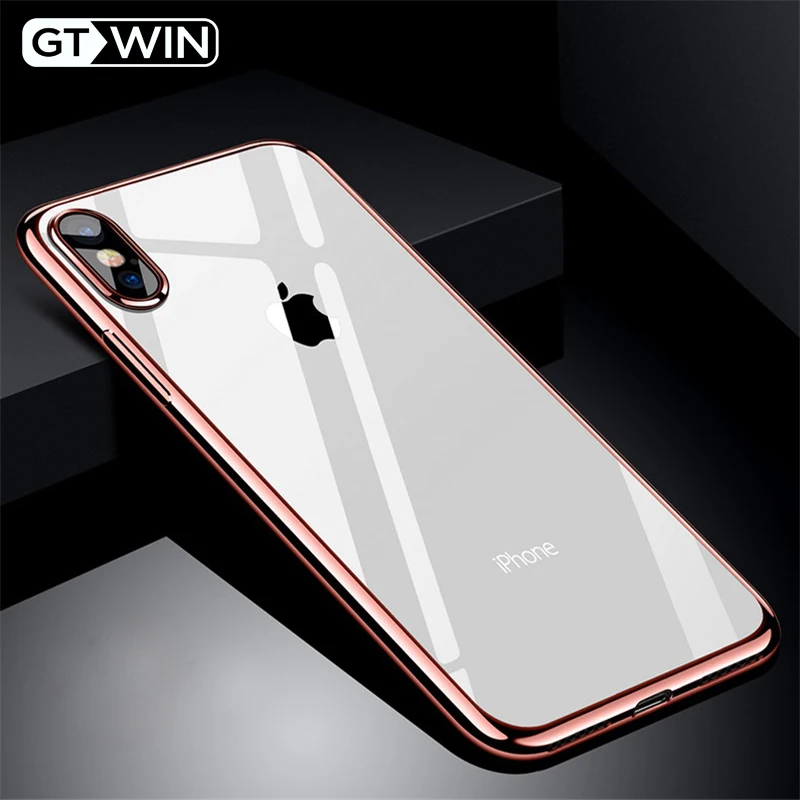 

GTWIN Soft Plating TPU For iPhone Xs Max Xr X 8 7 6 6s Plus Ultra-thin Transparent Mobile Phone Case Back Cover Cases