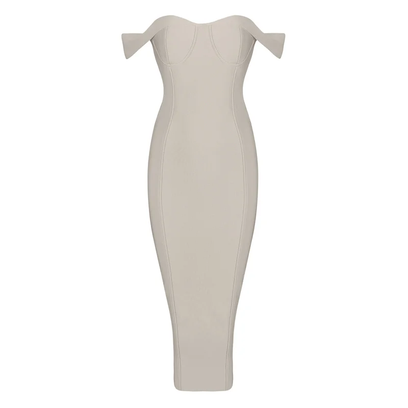 Großhandel 2016 neue beige Schwarz Rot Weiß weg schulter bodycon sexy frauen abend party Promi verband Kleid Kleid + anzug
