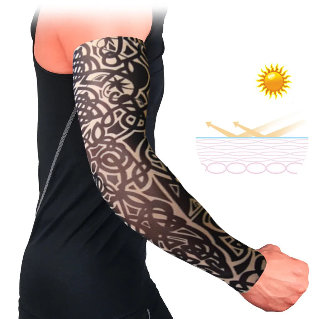 Наружные велосипедные рукава 3D тату печатные 1 шт. рукава для рук дышащие Нескользящие манжеты УФ-защита компрессионные солнечные рукава - Цвет: A