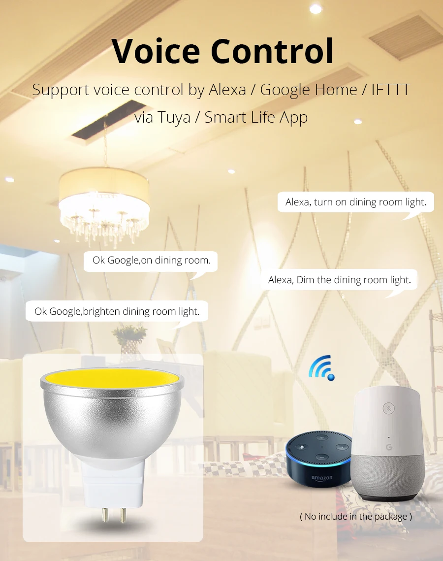 Gu5.3 светодиодный светильник MR16 12 в WiFi Alexa Google Home Assistant IFTTT Tuya Smart Life APP с дистанционным управлением RGBCW светодиодный светильник Диммер