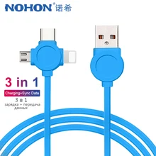 NOHON 3 в 1 USB зарядное устройство кабель синхронизации данных для iPhone X XS MAX XR 8 Plus Micro usb type C Android телефон зарядный шнур для samsung