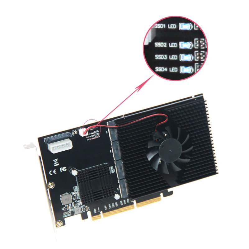 XT-XINTE 215*125 мм адаптер PCI-E карта LM313 PCI-E 8X/16X до 4P M.2(PCIe протокол) NVME переходная карта для 2242 2260 2280 22110 SSD