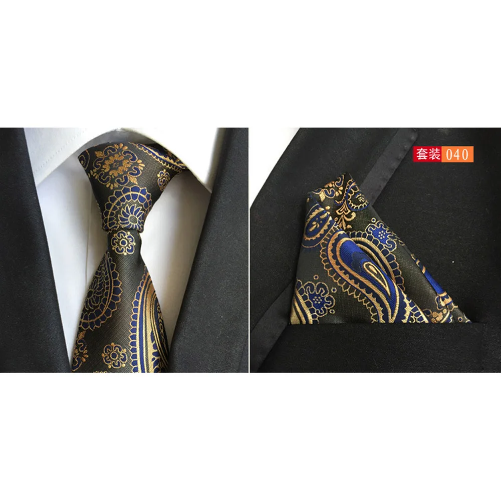 Мужской черный оранжевый цветочный галстук с узором "огурцы" галстук аскотский галстук Карманный квадратный набор Лот HZTIE0253 - Цвет: Handkerchief Tie