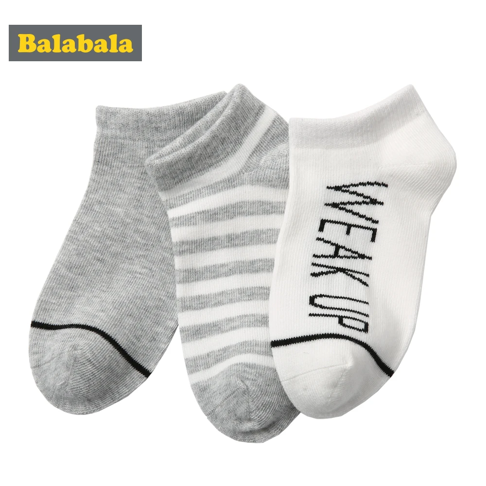 

Balabala 3 pairs/lot boys short socks sport English letters Stripes Solid color children's things for boys fashion kid Sport