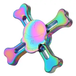 Новый оригинальный Череп цвета радуги Непоседа ручной Spinner Tri-Spinner для взрослых, чтобы уменьшить давление Привлекательный Забавные игрушки