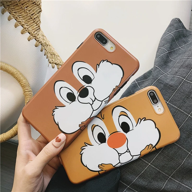 

Cartoon Disneys Squirrel brothers Phone Case Coque for iPhone X XR XS MAX Back Cover for iPhone 6s 7 8 Plus Anti-fall Soft Case