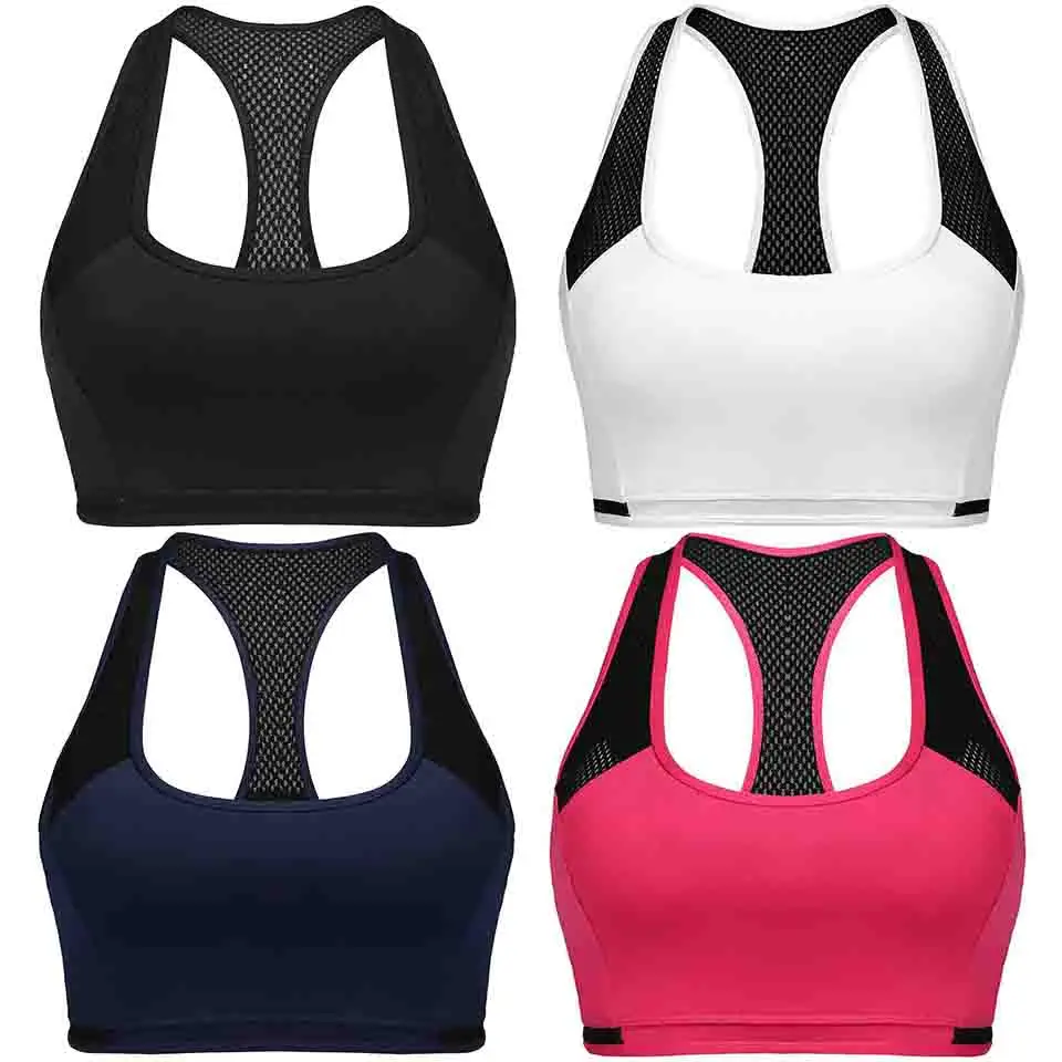 YOOY Tops Sports Bra Breathable Fitness Stretch Underwear Push Up Yoga