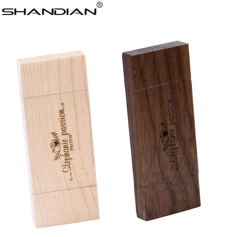 SHANDIAN OTG флеш-диск USB 2,0 деревянный u-диск смарт-флешка подходит для телефона и ПК USB флешка 4 ГБ 32 ГБ 64 Гб карта памяти