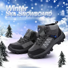 Men and Women warm Boots Fashion Unisex Brand Winter Ankle Boots Waterproof Snow Shoes Big Size Suede Leather 45 46