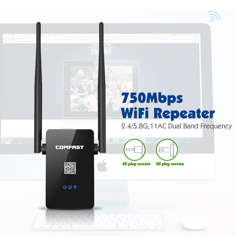 

COMFAST Wireless-n 5GHZ wifi router 750M wireless repeater 2.4G+5.8G WIFI extender Signal Booster with antennas wifi repeator