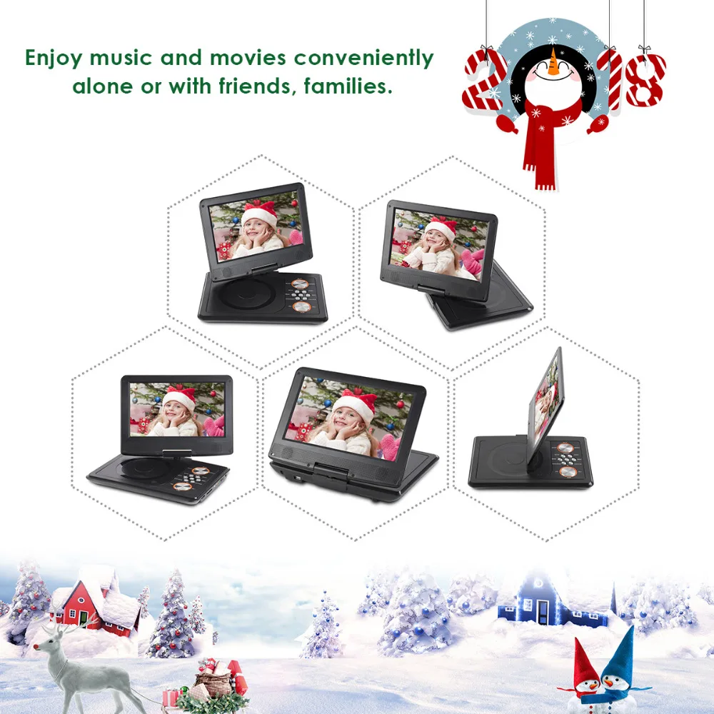 Powstro компактный dvd-плеер 1600 mAh " Портативный dvd-плеер CD плеер с пультом дистанционного управления перезаряжаемый аккумулятор автомобильное зарядное устройство с адаптером переменного тока