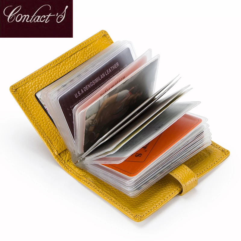 

2019 Business Credit Card Holder Genuine Leather Women Wallets Fashion Card Case For Female Travel Card Wallet Hasp Design