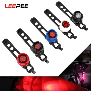 

LEEPEE Bike Front Rear Tail Safety Warning Lamp Cycling Light Aluminium Alloy Helmet Red White LED Flash Lights
